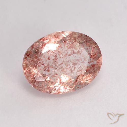 Quartzo morango rosa natural 1,53ct, corte oval, transparente