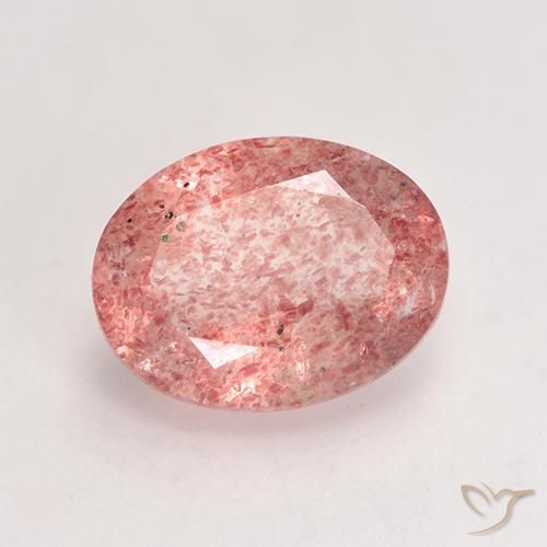 Quartzo Morango Rosa Médio Claro Natural 1.79ct, oval, Translúcido