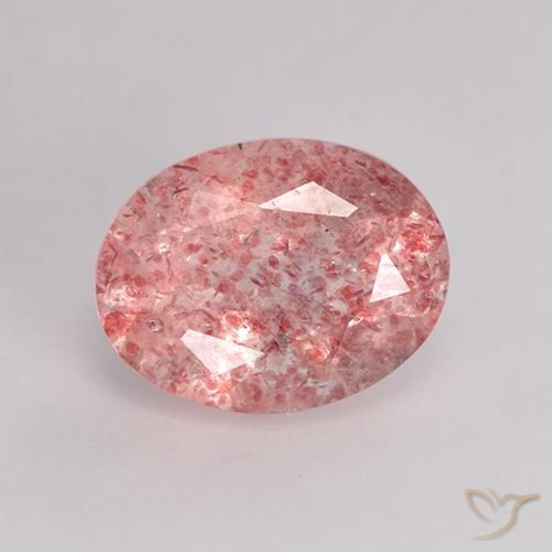 1.62ct Natural Rosa choque claro Quartzo Morango, oval, Translúcido