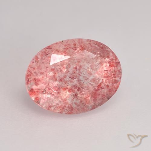 Quartzo Morango Rosa choque claro Natural 1.62ct, oval, Translúcido