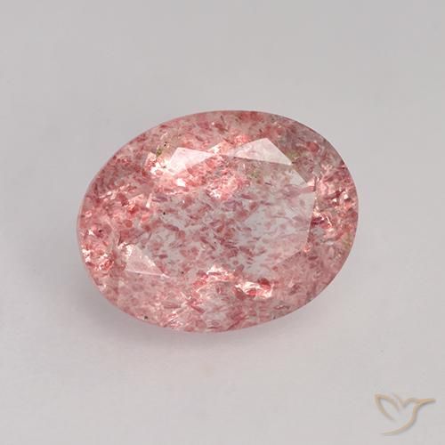 Quartzo Morango Rosa Terroso Natural 1.51ct, Corte Oval, Translúcido