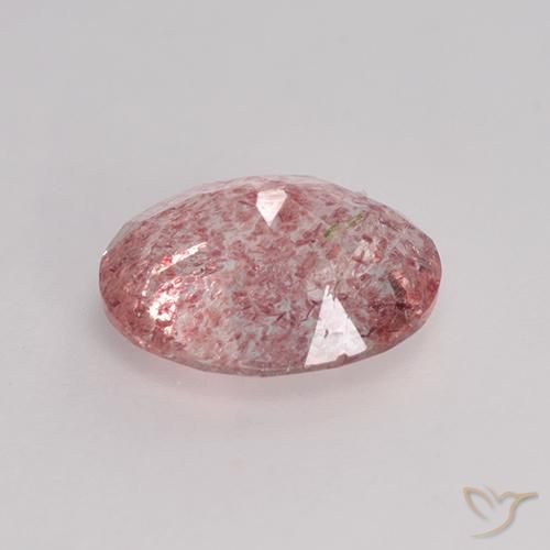 Quartzo Morango Rosa Terroso Natural 1.51ct, Corte Oval, Translúcido