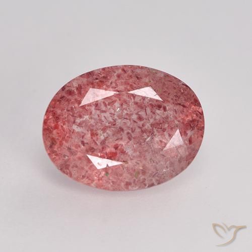 1.68ct Natural Rosa médio-escuro Quartzo Morango, oval, Translúcido