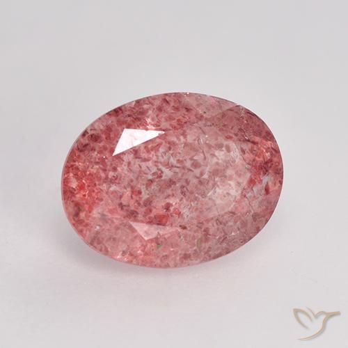 Quartzo Morango Rosa médio-escuro Natural 1.68ct, oval, Translúcido