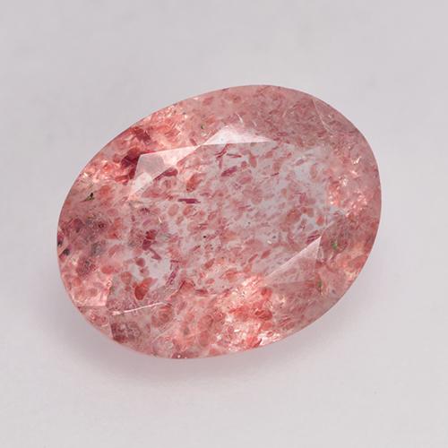 Quartzo morango vermelho natural 1,36ct, corte oval, translúcido