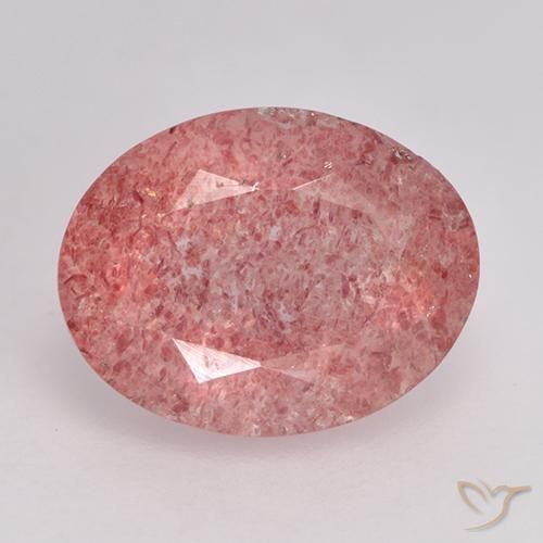 1.69ct Natural rosa médio Quartzo Morango, oval, Translúcido