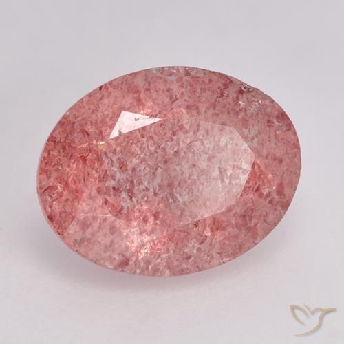 Quartzo Morango rosa médio Natural 1.69ct, oval, Translúcido