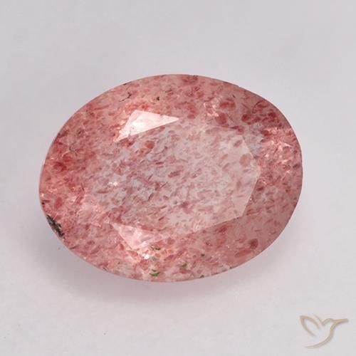 Quartzo Morango Rosa Médio Claro Natural 1.51ct, oval, Translúcido