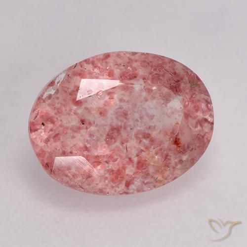 Quartzo Morango Rosa Intenso Natural 1.51ct, oval, Translúcido