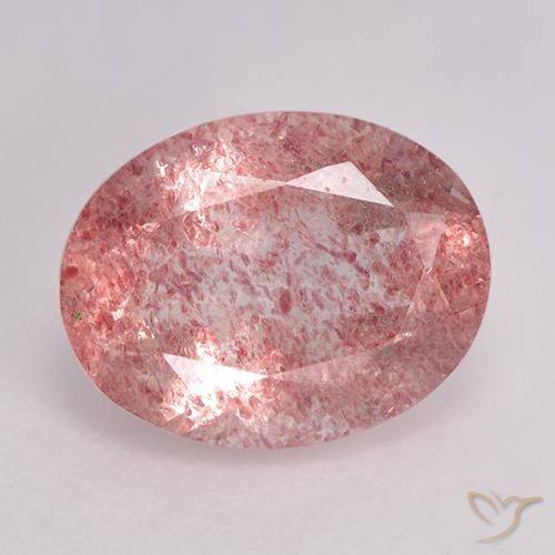 1.60ct Natural rosa médio Quartzo Morango, oval, Translúcido