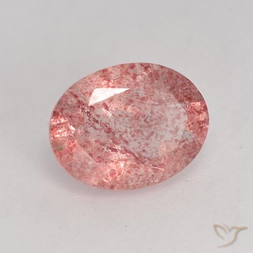 Quartzo morango rosa natural 1,57ct, corte oval, translúcido