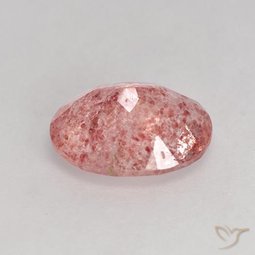 Quartzo morango rosa natural 1,57ct, corte oval, translúcido
