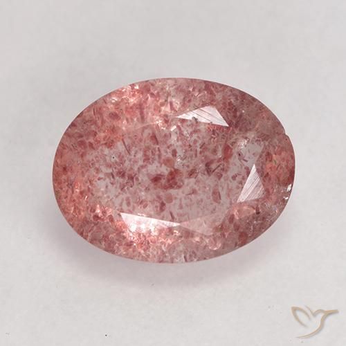 1.59ct Natural rosa médio Quartzo Morango, oval, Translúcido