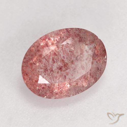 Quartzo Morango rosa médio Natural 1.59ct, oval, Translúcido