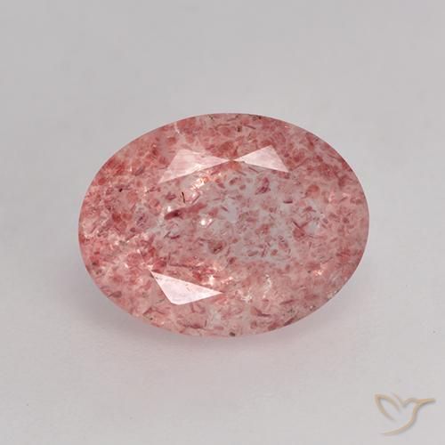 1.79ct Natural Rosa Médio Claro Quartzo Morango, oval, Translúcido