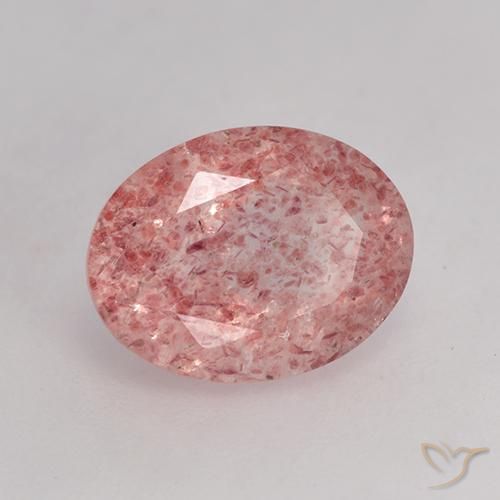 Quartzo Morango Rosa Médio Claro Natural 1.79ct, oval, Translúcido