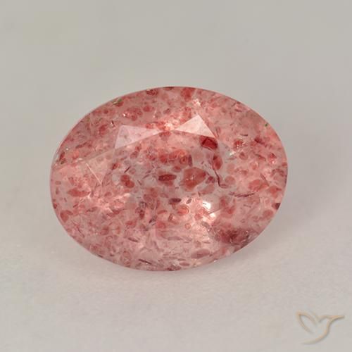 1.74ct Natural rosa médio Quartzo Morango, oval, Translúcido