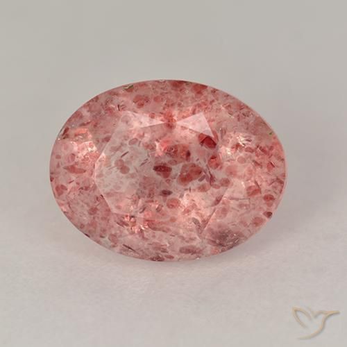 Quartzo Morango rosa médio Natural 1.74ct, oval, Translúcido