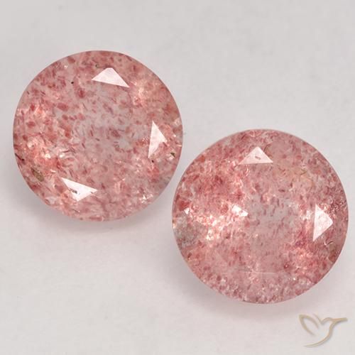 2.47ctw Natural rosa médio Quartzo Morango, Redondo, Translúcido