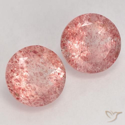 Pedras preciosas de Quartzo Morango rosa médio natural de 2.47 ct, Redondo, Translúcido
