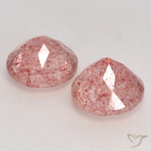 Pedras preciosas de Quartzo Morango rosa médio natural de 2.47 ct, Redondo, Translúcido