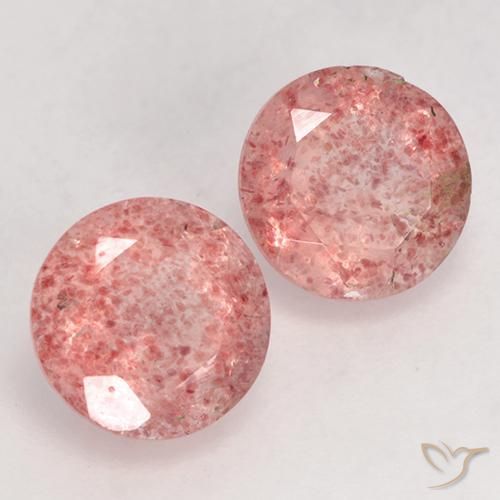 Pedras preciosas de Quartzo Morango Rosa Médio Claro natural de 2.36 ct, Redondo, Translúcido