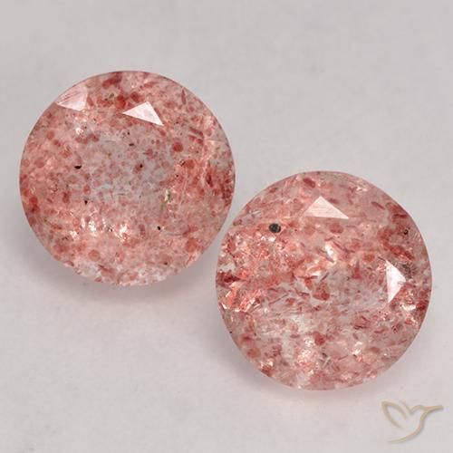 2.38ctw Natural Rosa Claro Rosa Quartzo Morango, Redondo, Transparente