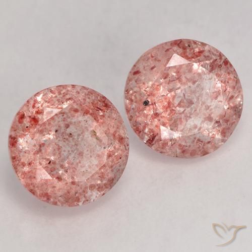 Pedras preciosas de Quartzo Morango Rosa Claro Rosa natural de 2.38 ct, Redondo, Transparente
