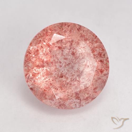 Quartzo Morango Rosa Claro Rosa Natural 3.47ct, Redondo, Translúcido