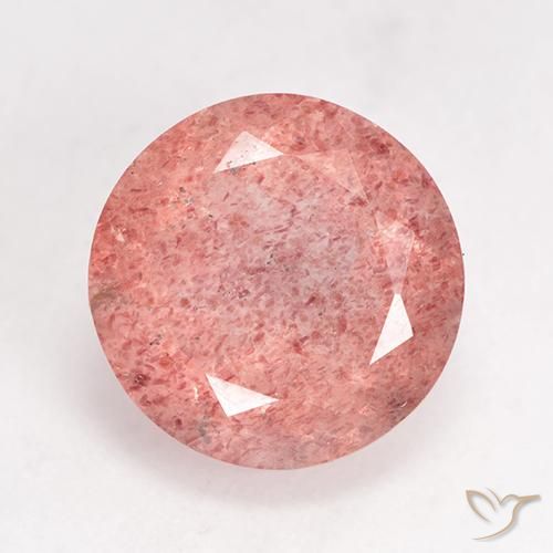 3.54ct Natural Framboesa Rosa Quartzo Morango, Redondo, Translúcido
