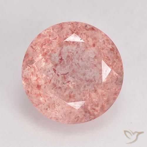 3.92ct Natural Rosa Claro Rosa Quartzo Morango, Redondo, Translúcido