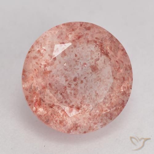 Quartzo Morango Rosa Terroso Natural 3.62ct, Redondo, Transparente