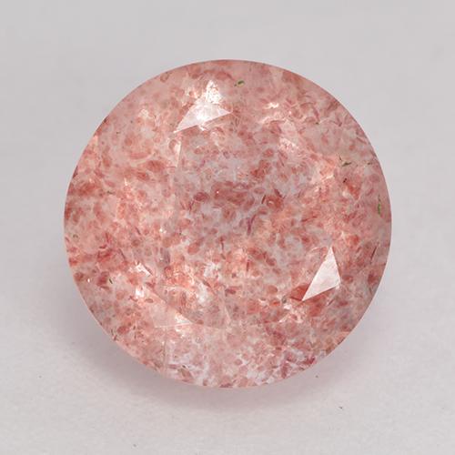 Quartzo Morango Rosa Claro Rosa Natural 3.24ct, Corte Redondo, Translúcido