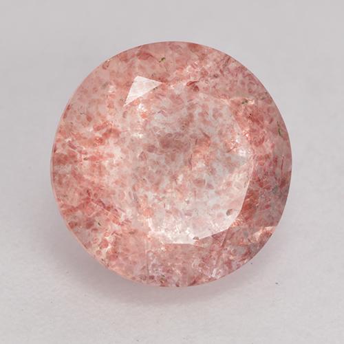 Quartzo Morango Rosa Claro Rosa Natural 3.24ct, Corte Redondo, Translúcido