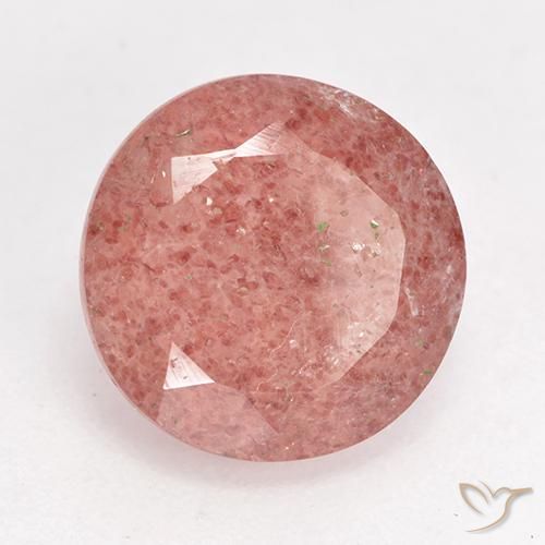 Quartzo Morango rosa rosa Natural 3.23ct, Redondo, Translúcido