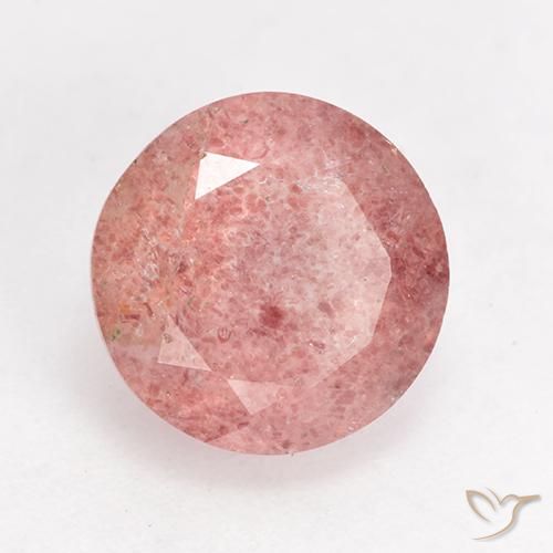 Quartzo Morango Rosa Claro Rosa Natural 3.59ct, Redondo, Translúcido