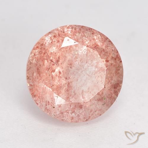 Quartzo Morango Rosa Médio Claro Natural 3.51ct, Redondo, Translúcido