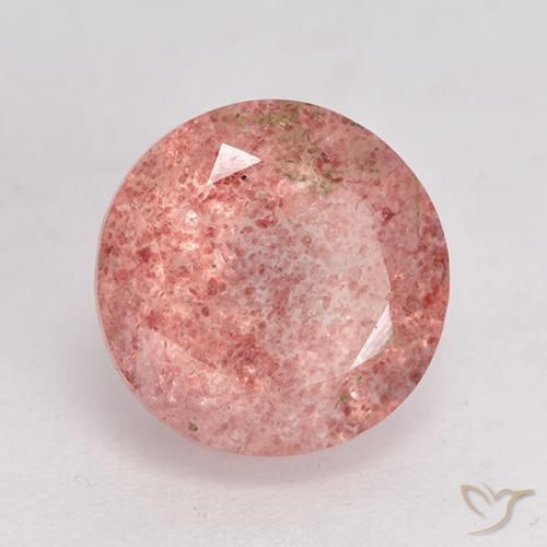 Quartzo Morango Rosa Médio Claro Natural 3.97ct, Redondo, Translúcido