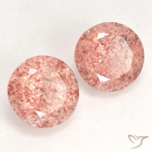 Pedras preciosas de Quartzo Morango Rosa Médio Claro natural de 2.37 ct, Redondo, Translúcido