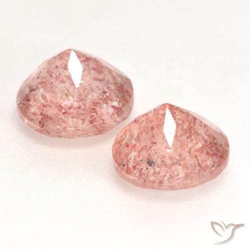 Pedras preciosas de Quartzo Morango Rosa Médio Claro natural de 2.37 ct, Redondo, Translúcido
