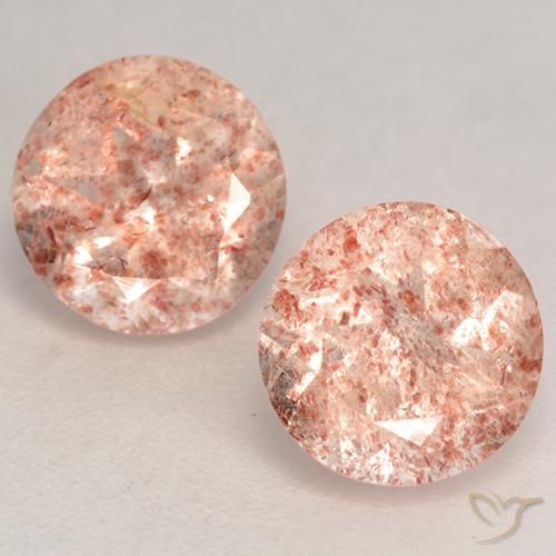 2.44ctw Natural Rosa Alaranjado Claro Quartzo Morango, Redondo, Translúcido