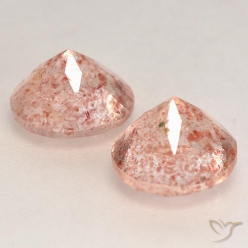 Pedras preciosas de Quartzo Morango Rosa Alaranjado Claro natural de 2.44 ct, Redondo, Translúcido