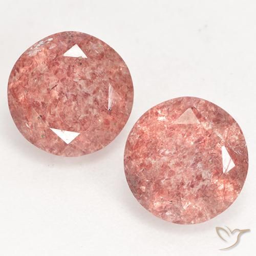 2.25ctw Natural rosa rosa Quartzo Morango, Redondo, Translúcido