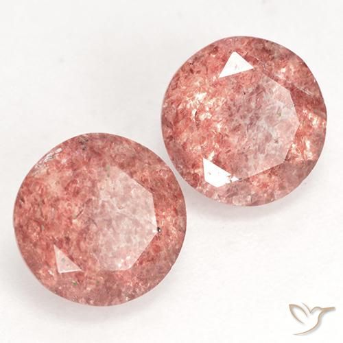 Pedras preciosas de Quartzo Morango rosa rosa natural de 2.25 ct, Redondo, Translúcido