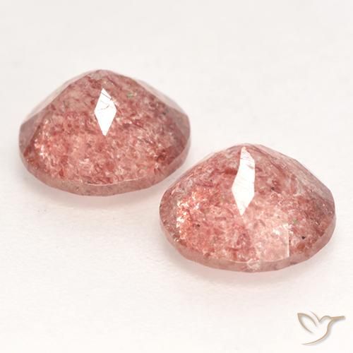Pedras preciosas de Quartzo Morango rosa rosa natural de 2.25 ct, Redondo, Translúcido