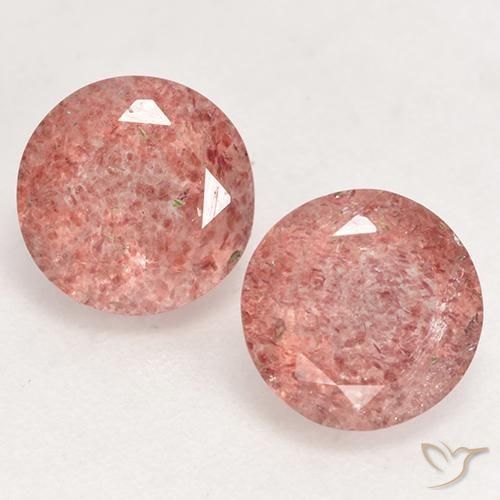 2.29ctw Natural rosa rosa Quartzo Morango, Redondo, Translúcido