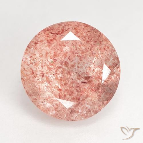 3.70ct Natural Rosa Laranja Quartzo Morango, Redondo, Translúcido