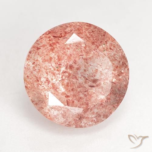 Quartzo Morango Rosa Laranja Natural 3.70ct, Redondo, Translúcido