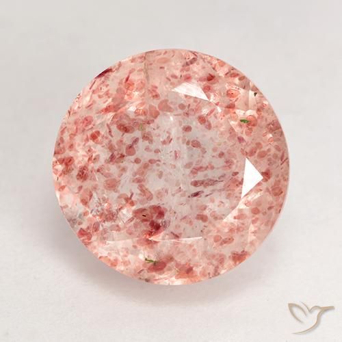 3.86ct Natural Pêssego Rosa Quartzo Morango, Redondo, Transparente