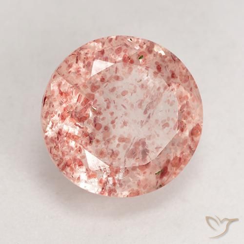 Quartzo Morango Pêssego Rosa Natural 3.86ct, Redondo, Transparente